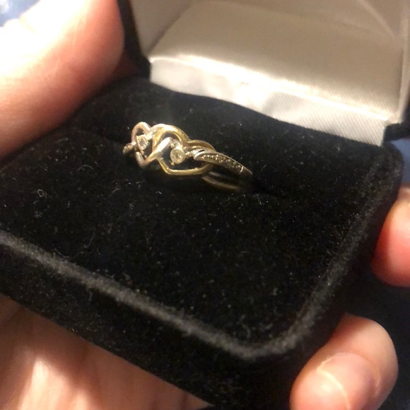 10K Yellow Gold & Silver Promise Ring - Picture 3 of 3